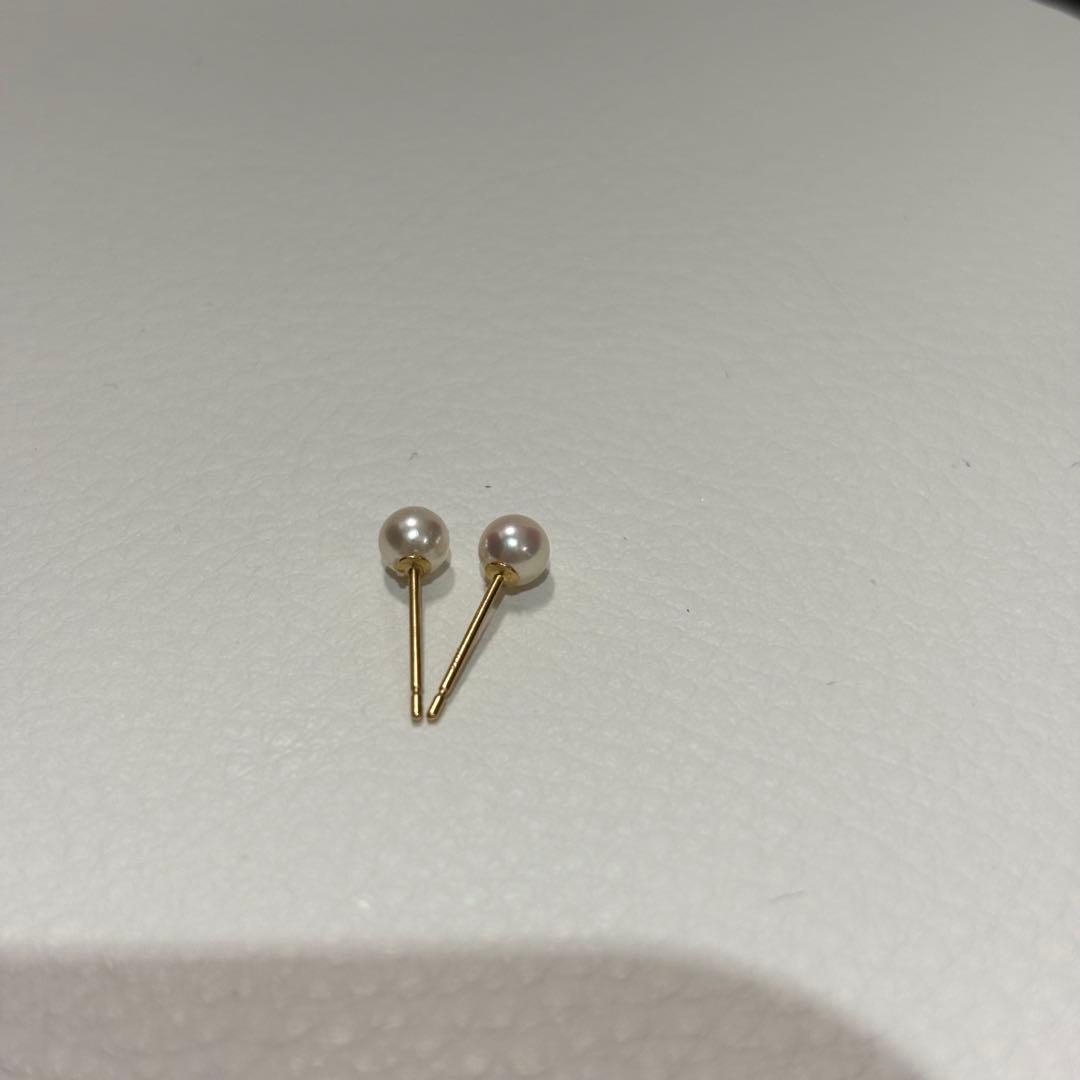 502 パールピアス　あこや真珠　3.9mm K18YG