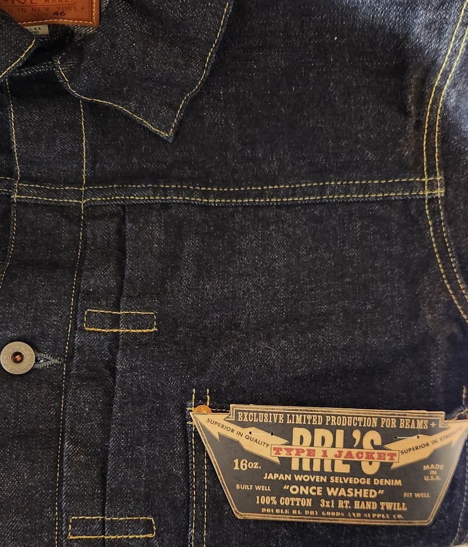 BEAMS RRL ダブルアールエル TYPE 1 デニムジャケット 46