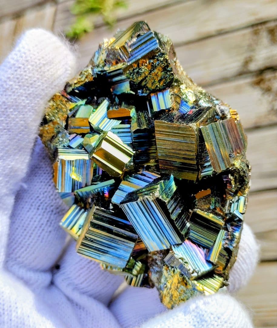 k*o様 カラーキュービックパイライト　クラスター ☆台座付☆　黄鉄鉱　インドネ