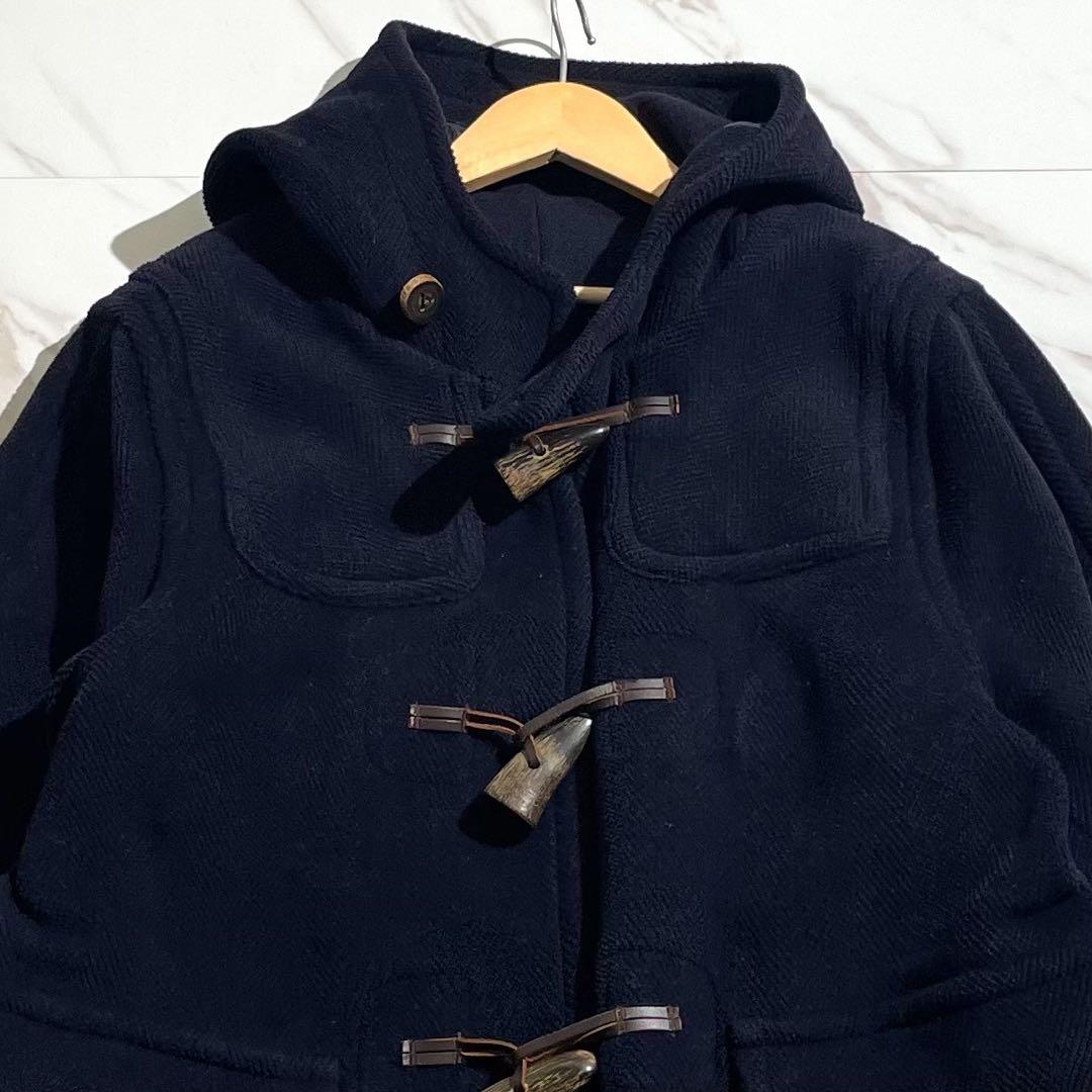 【Moorbrook】ムーアブルック ダッフルコート ヘリンボーン ネイビー M