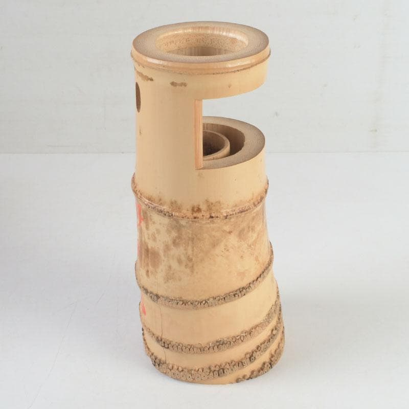 茶道具　淡完作　竹一重切花入　銘好日　紫野　長谷川寛州書付　共布共箱　V9747