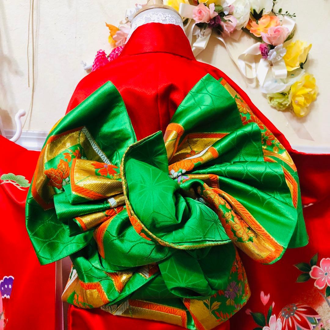 七五三七歳未使用着物‼️人気赤地暈し⭐︎手毬花々煌びやか際立つ⭐︎安心フルセット逸品