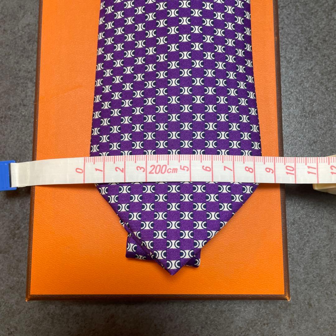 ❣️新品未使用❣️タグ付きHERMES エルメス　ネクタイ レッド　パープル　紫