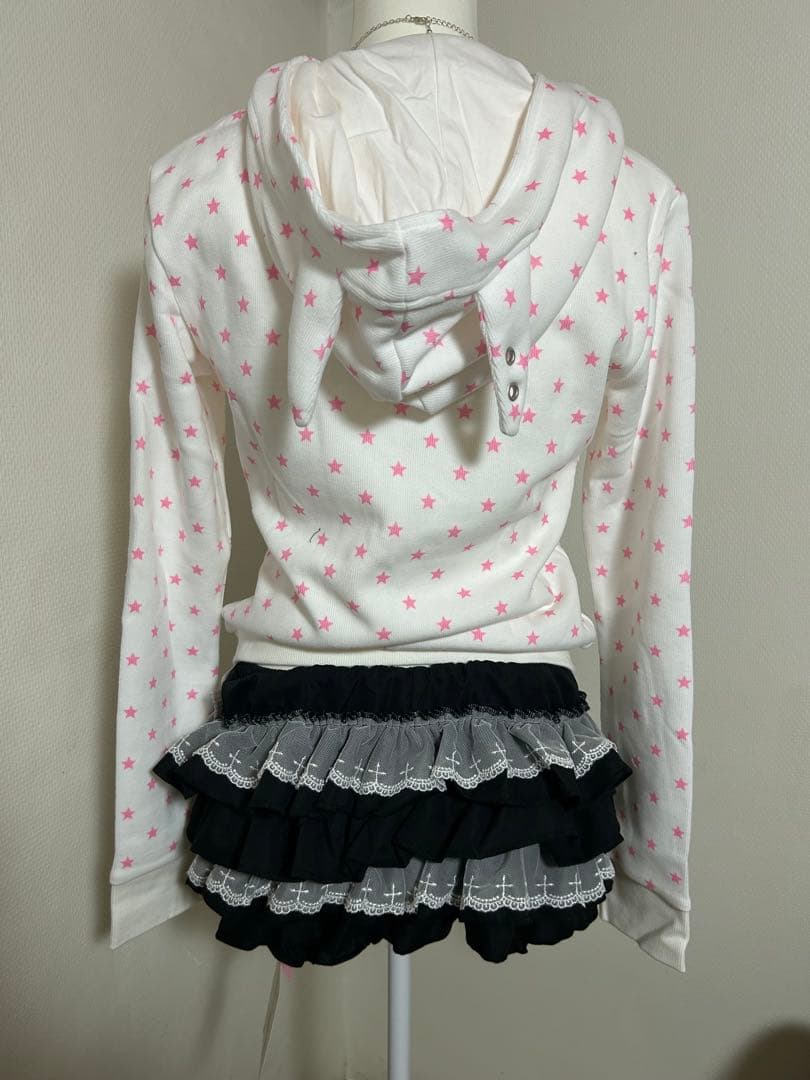 しなこちゃん着用BETWEENANDホワイトパーカーy2k 平成女児フェアリーL