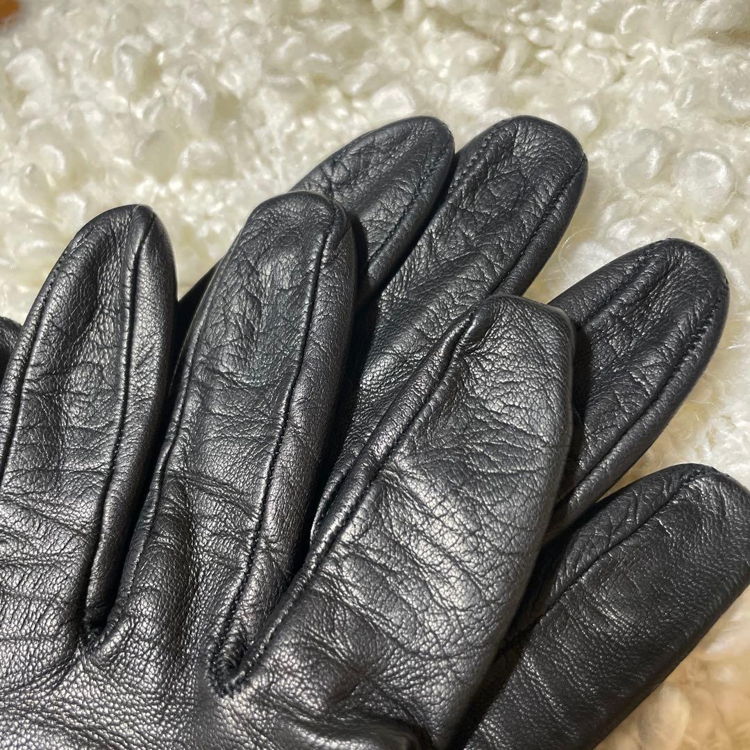 Dolce&Gabbana黒のレザー刺繍　カットレースグローブ