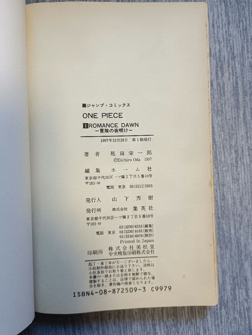 ★希少!レア!★ワンピース1巻初版★