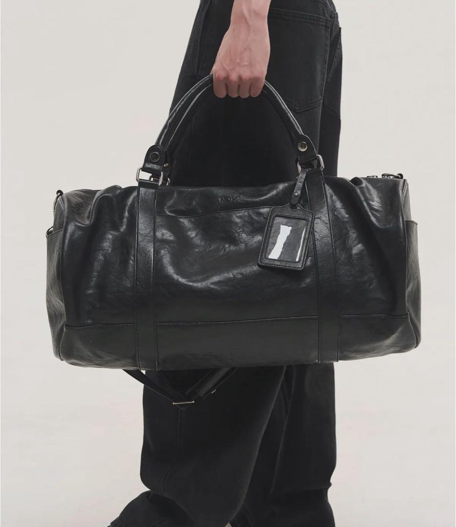 ブラックレザー ボストンバッグ 中型