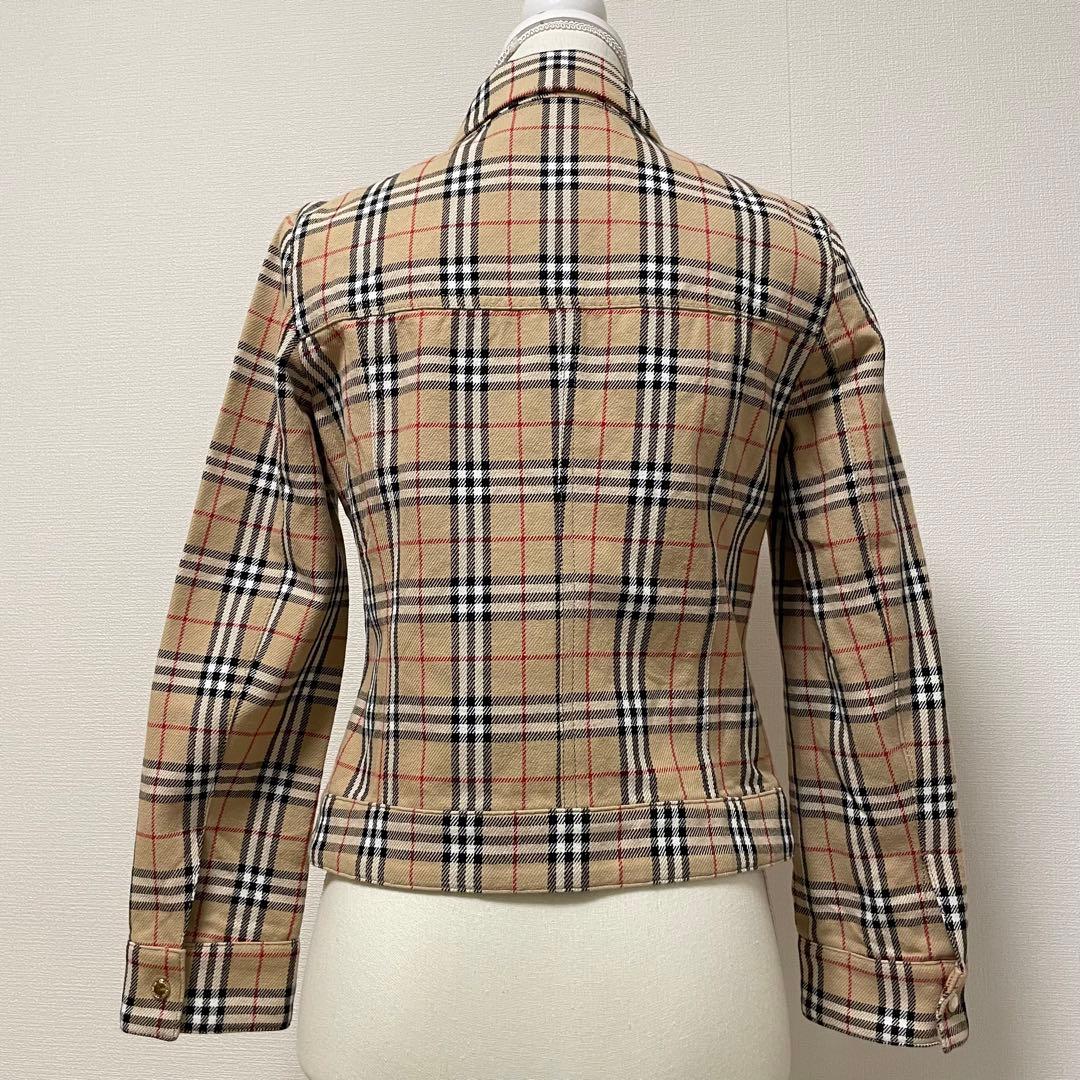 バーバリーブルーレーベル　デニムジャケット　ノバチェック 短丈　金ボタン　Ｍ