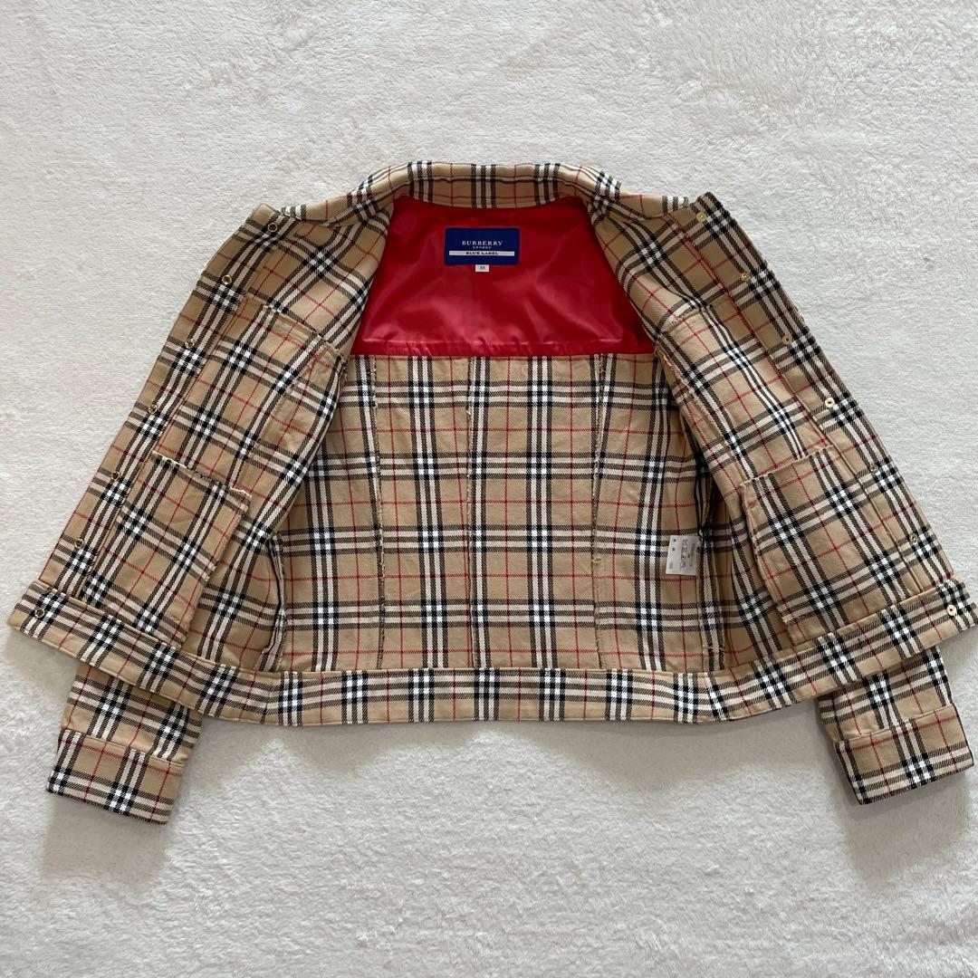 バーバリーブルーレーベル　デニムジャケット　ノバチェック 短丈　金ボタン　Ｍ