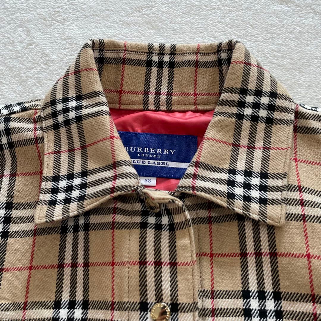 バーバリーブルーレーベル　デニムジャケット　ノバチェック 短丈　金ボタン　Ｍ