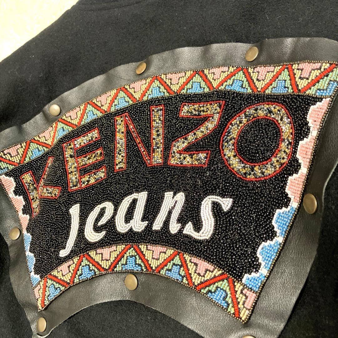 激レア✨kenzo jeans ケンゾー　ボンバーJK　短丈　ビーズロゴ y2k