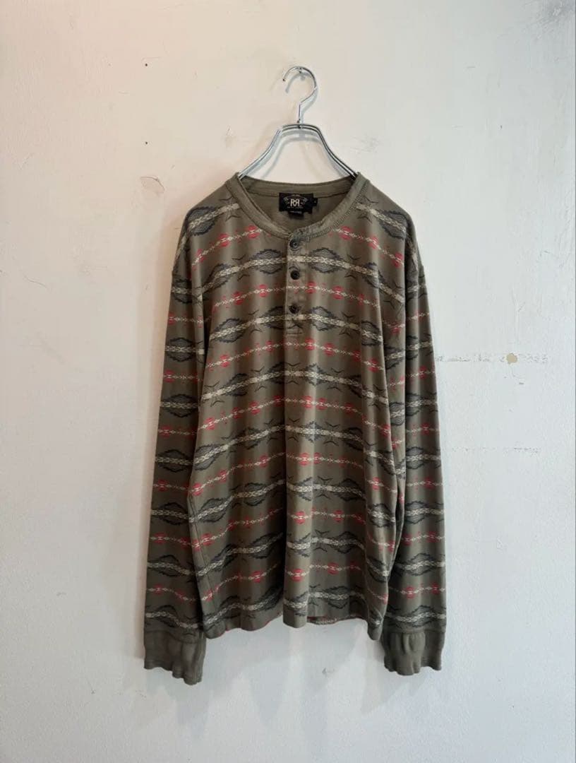 トップス RRL Native Pattern Henryneck L/S Tee