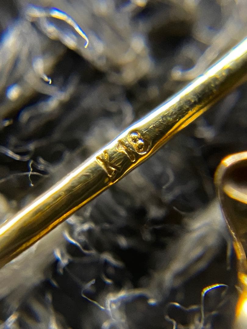 K18 刻印 フープ ピアス 両耳 ゴールド 1.38g