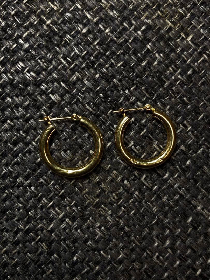 K18 刻印 フープ ピアス 両耳 ゴールド 1.38g