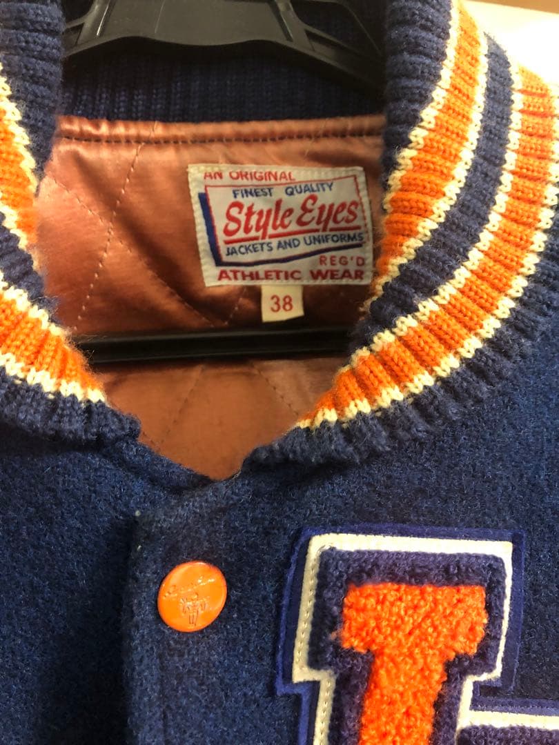 Style Eyes スタジャン 38 ネイビー/オレンジ