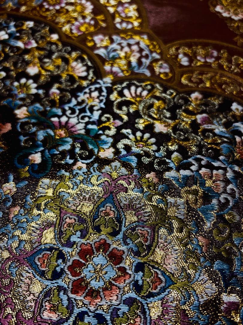 【未使用】袋帯　華やかな細密織　宝相華　漆箔地　六通　柔らかめ