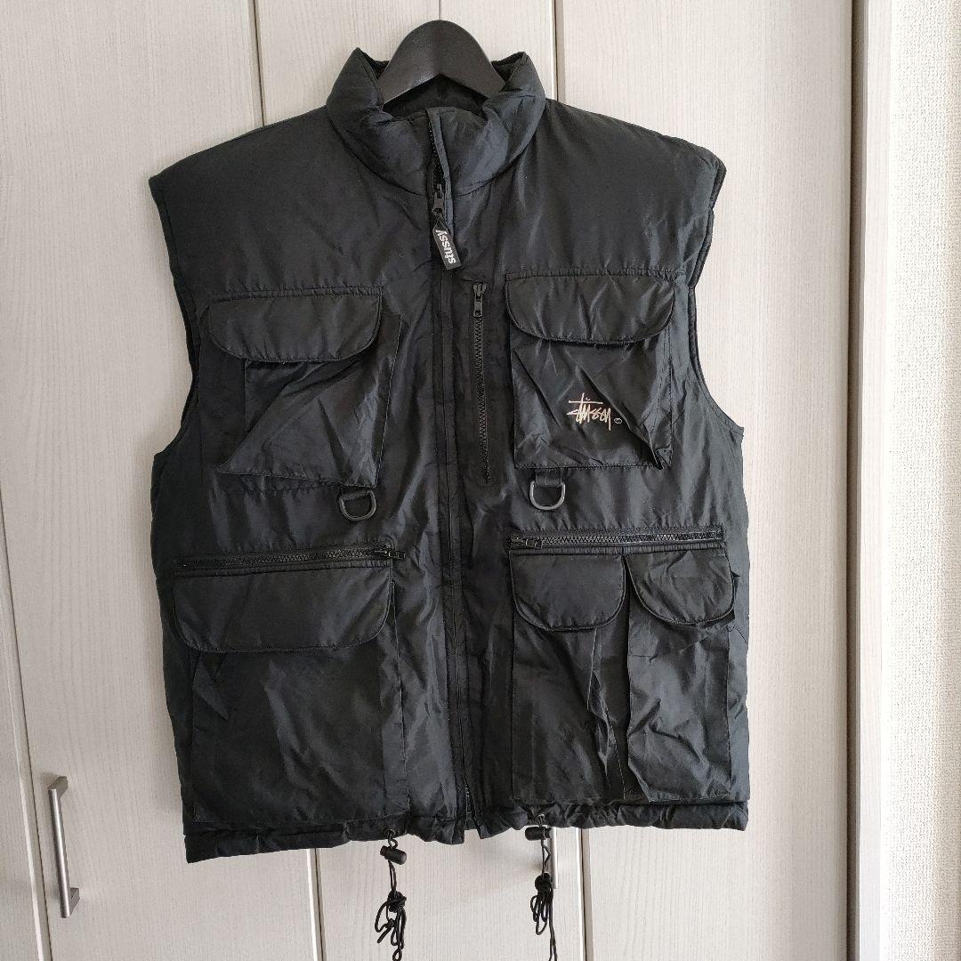 Old STUSSY ブラック リバーシブルダウンベスト