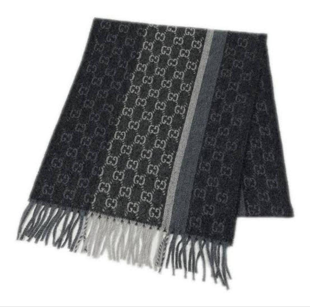❤美品箱付き❤GUCCI マフラー ショール スカーフ❤カシミア❤グレー❤