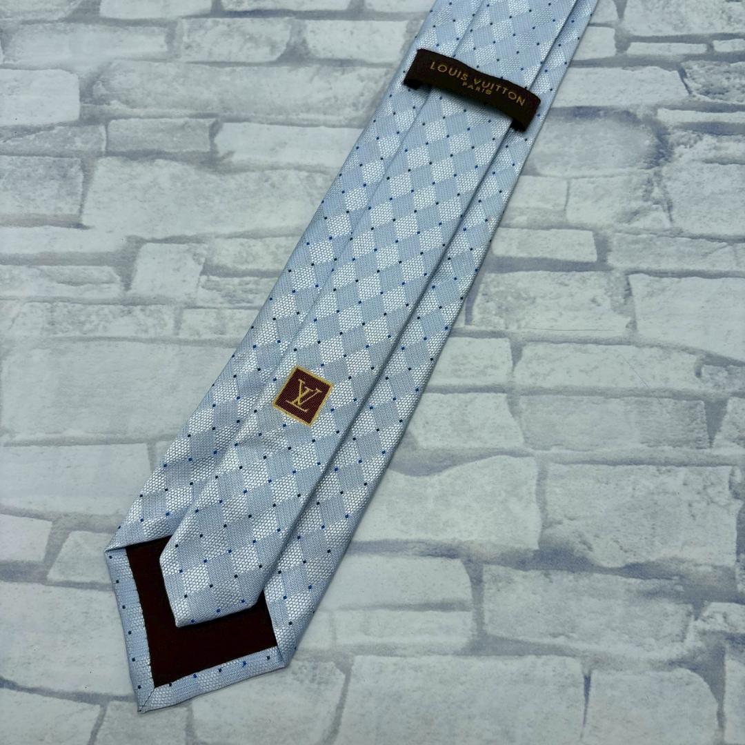 LOUIS VUITTON 水色 ダイヤモンド ネクタイ メンズ モノグラム