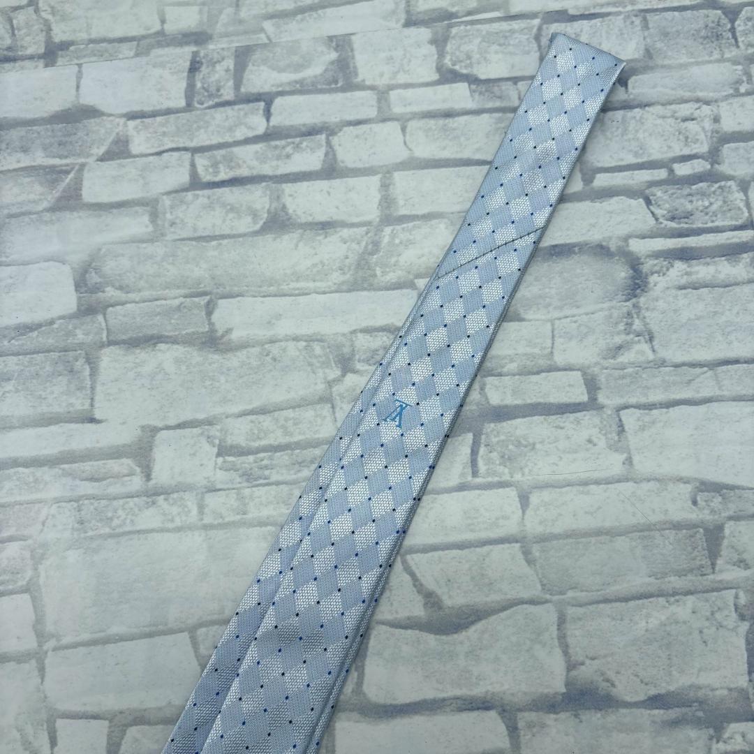 LOUIS VUITTON 水色 ダイヤモンド ネクタイ メンズ モノグラム