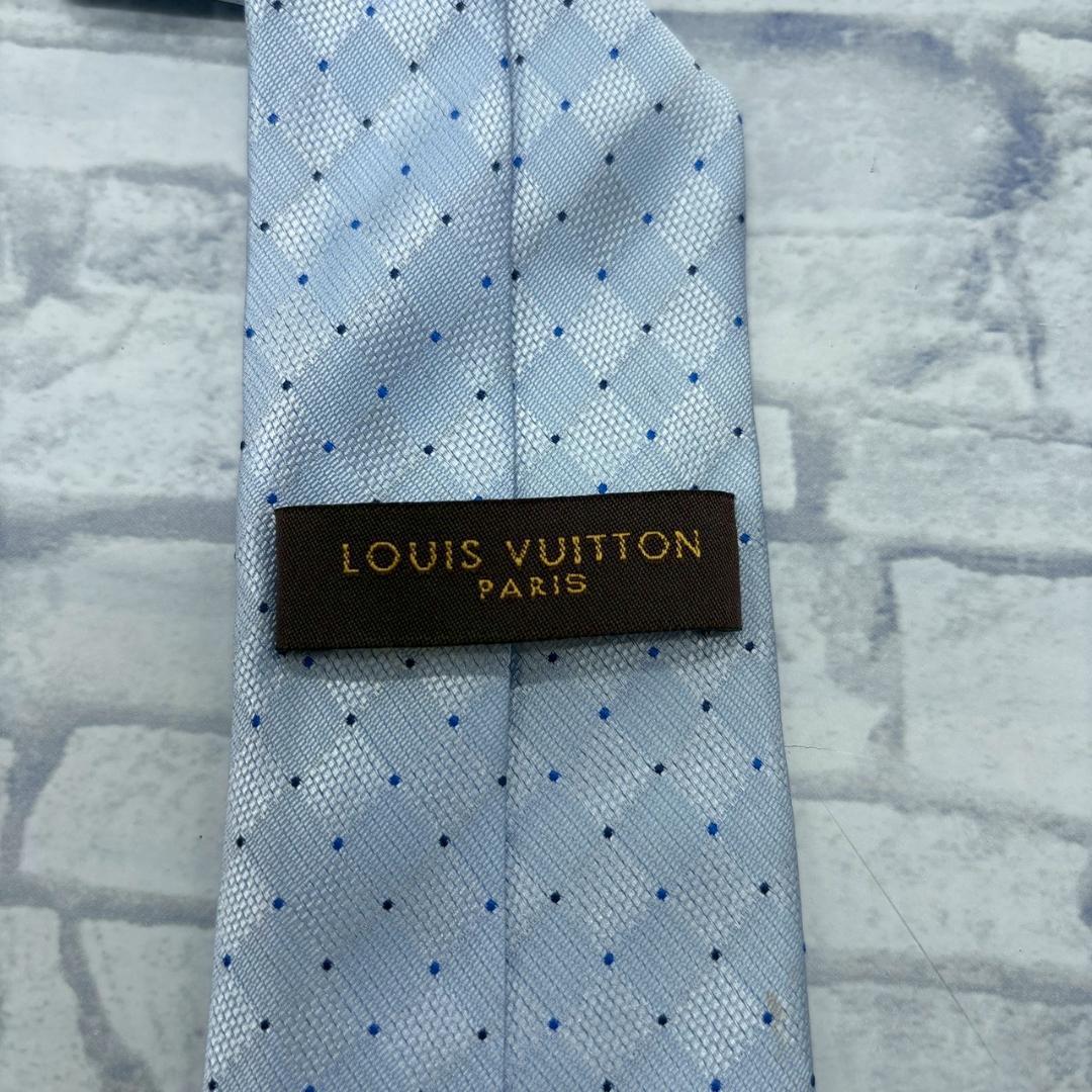 LOUIS VUITTON 水色 ダイヤモンド ネクタイ メンズ モノグラム