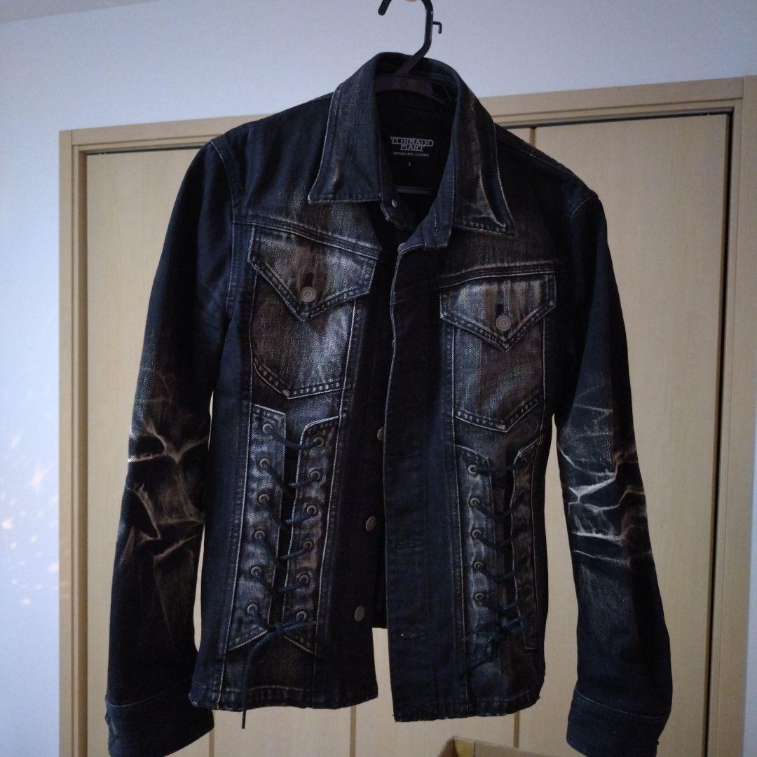 ダメージ加工　BLACK　デニムジャケット