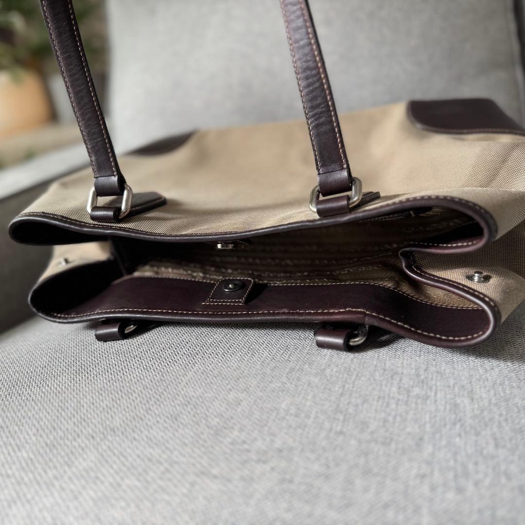 PRADA プラダ トートバッグ ジャガード レザー ベージュ ダークブラウン