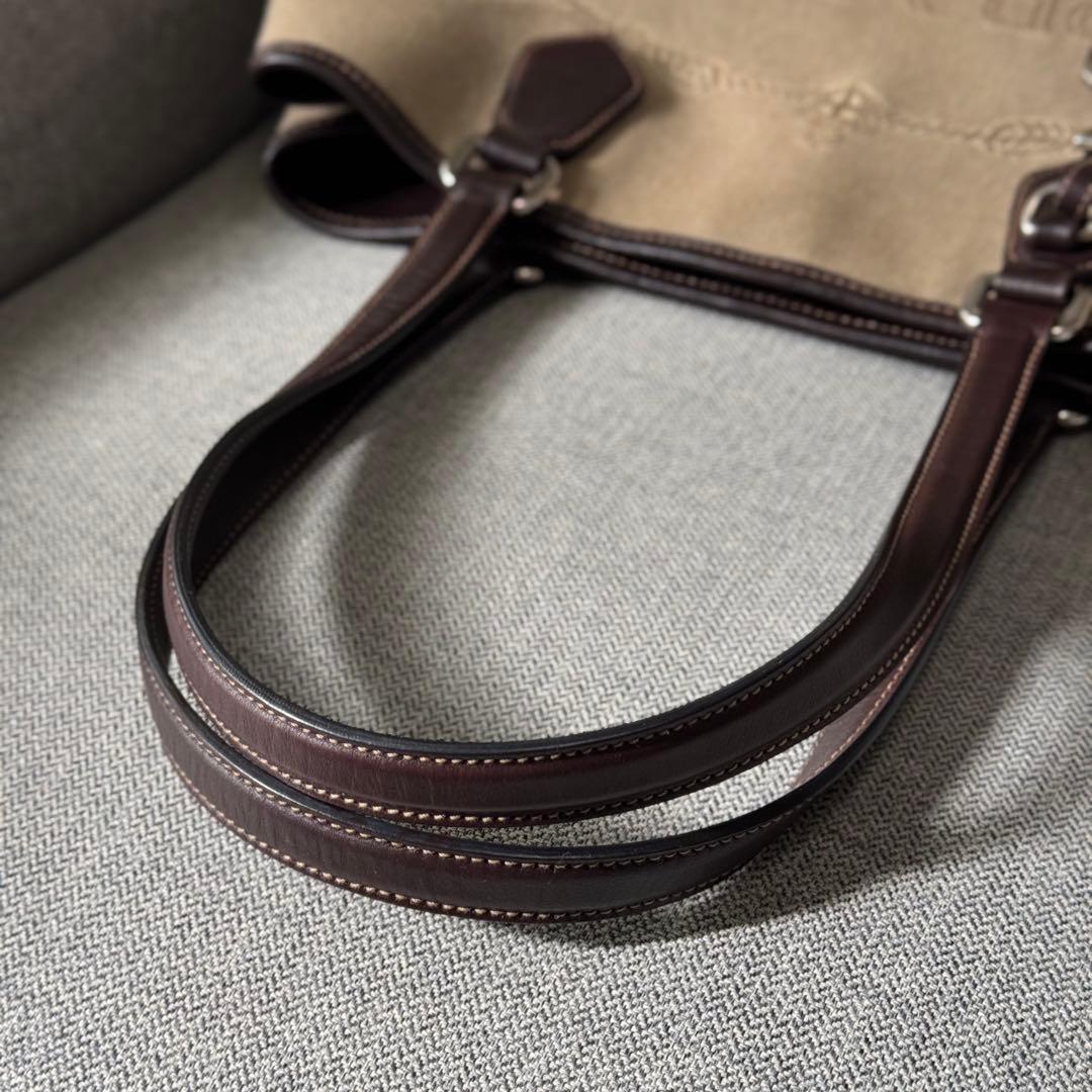 PRADA プラダ トートバッグ ジャガード レザー ベージュ ダークブラウン