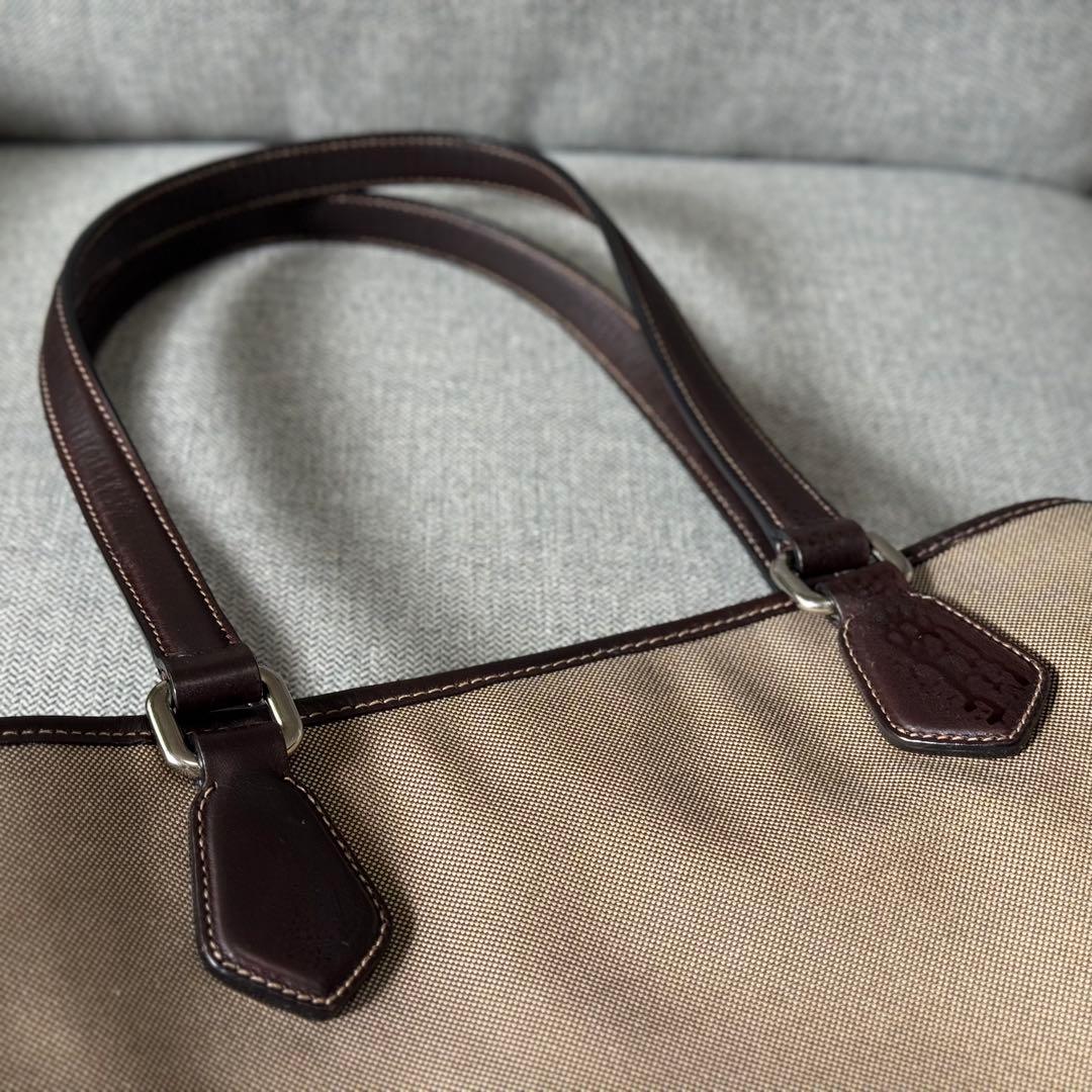 PRADA プラダ トートバッグ ジャガード レザー ベージュ ダークブラウン
