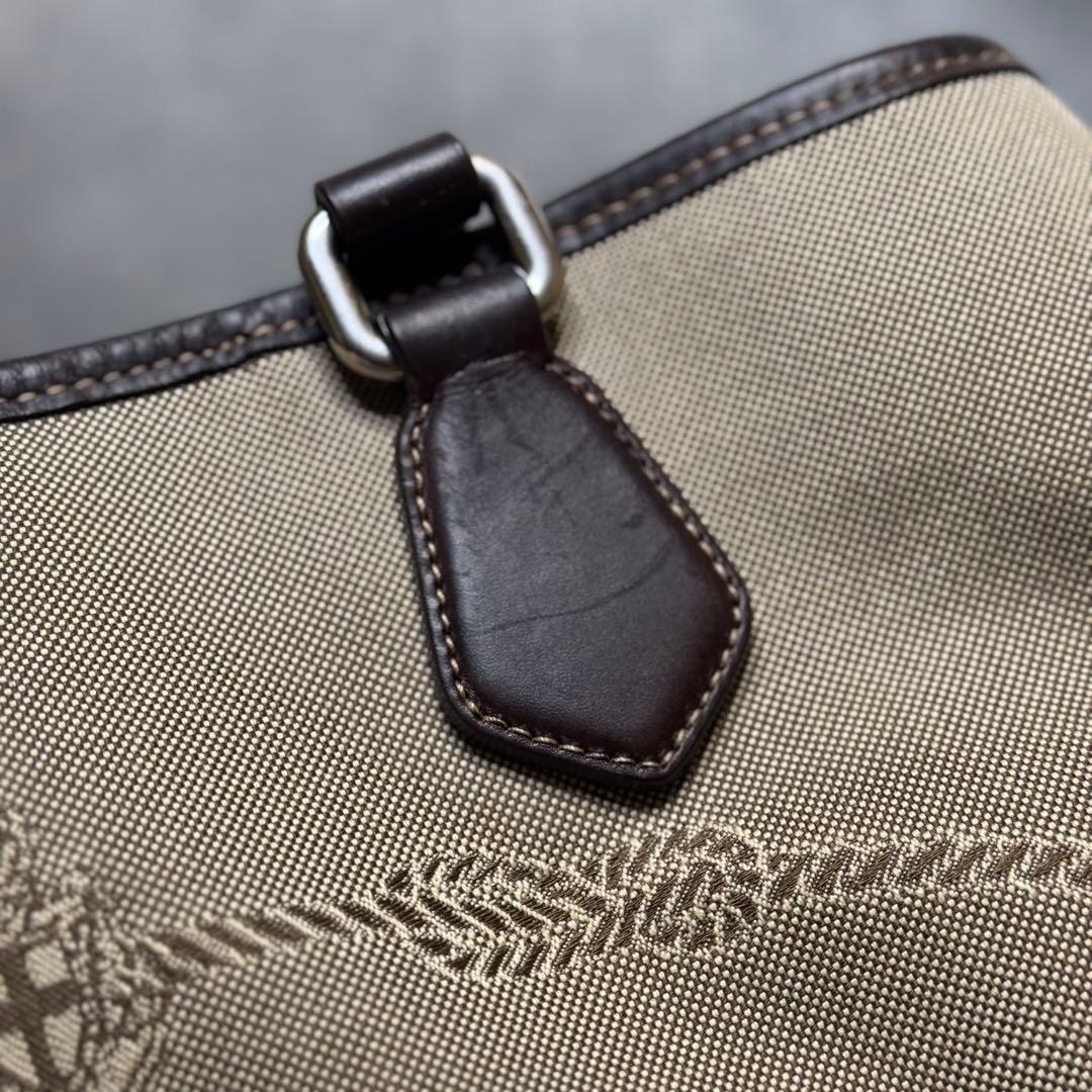 PRADA プラダ トートバッグ ジャガード レザー ベージュ ダークブラウン