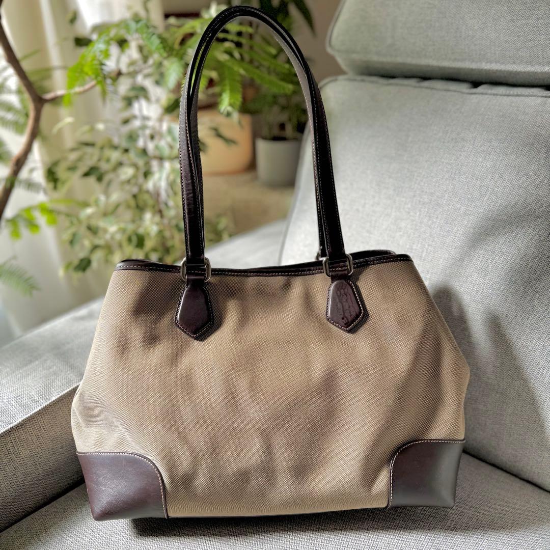 PRADA プラダ トートバッグ ジャガード レザー ベージュ ダークブラウン