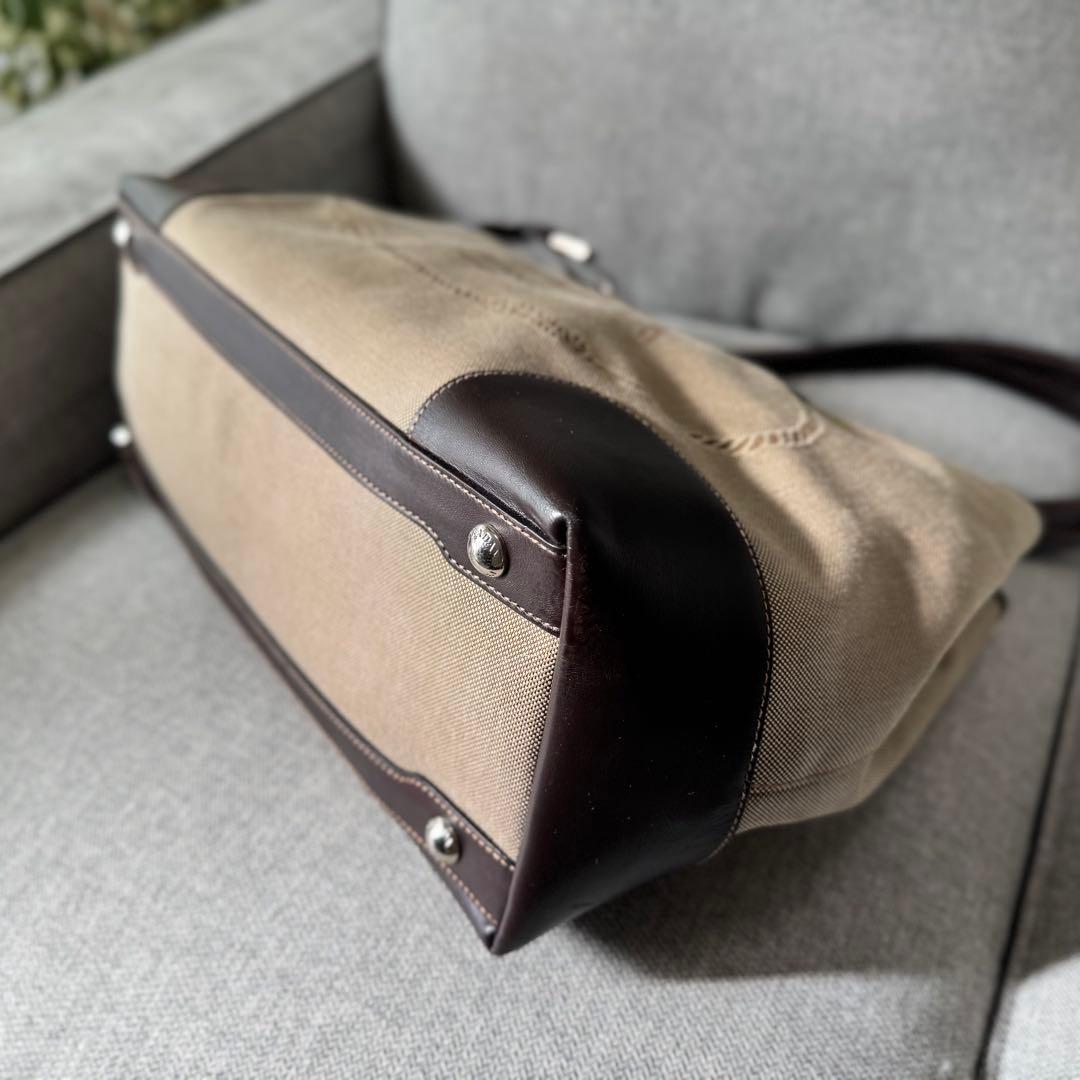 PRADA プラダ トートバッグ ジャガード レザー ベージュ ダークブラウン