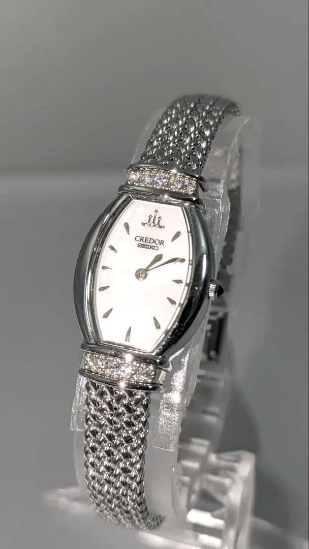 美品 SEIKO CREDOR K18 コンビ ダイヤ レディース時計