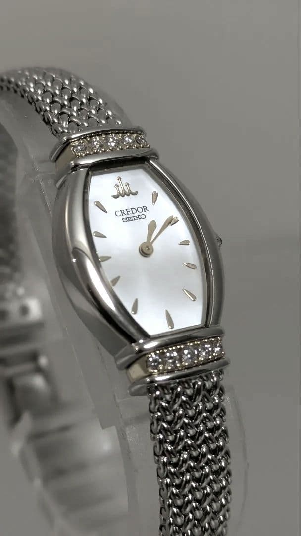美品 SEIKO CREDOR K18 コンビ ダイヤ レディース時計