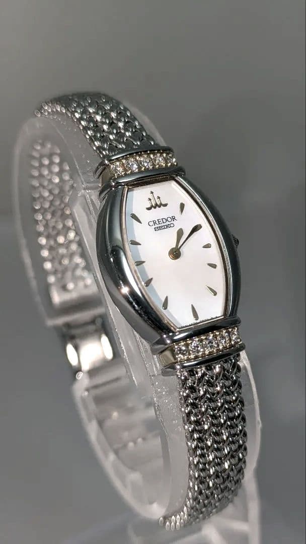 美品 SEIKO CREDOR K18 コンビ ダイヤ レディース時計