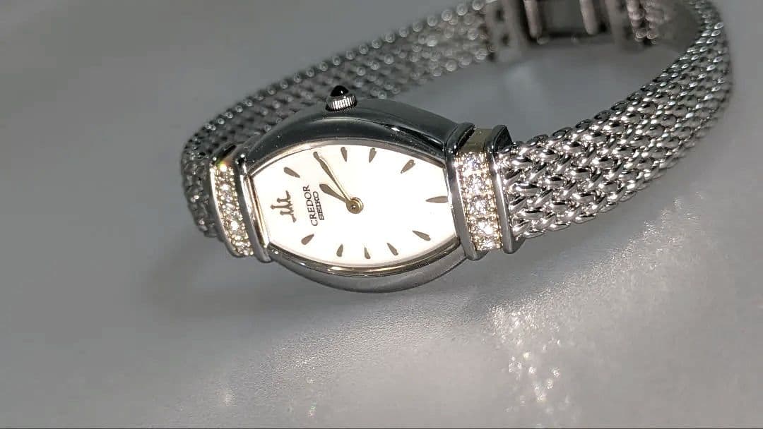 美品 SEIKO CREDOR K18 コンビ ダイヤ レディース時計