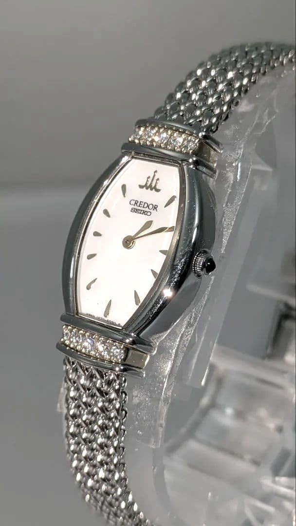 美品 SEIKO CREDOR K18 コンビ ダイヤ レディース時計