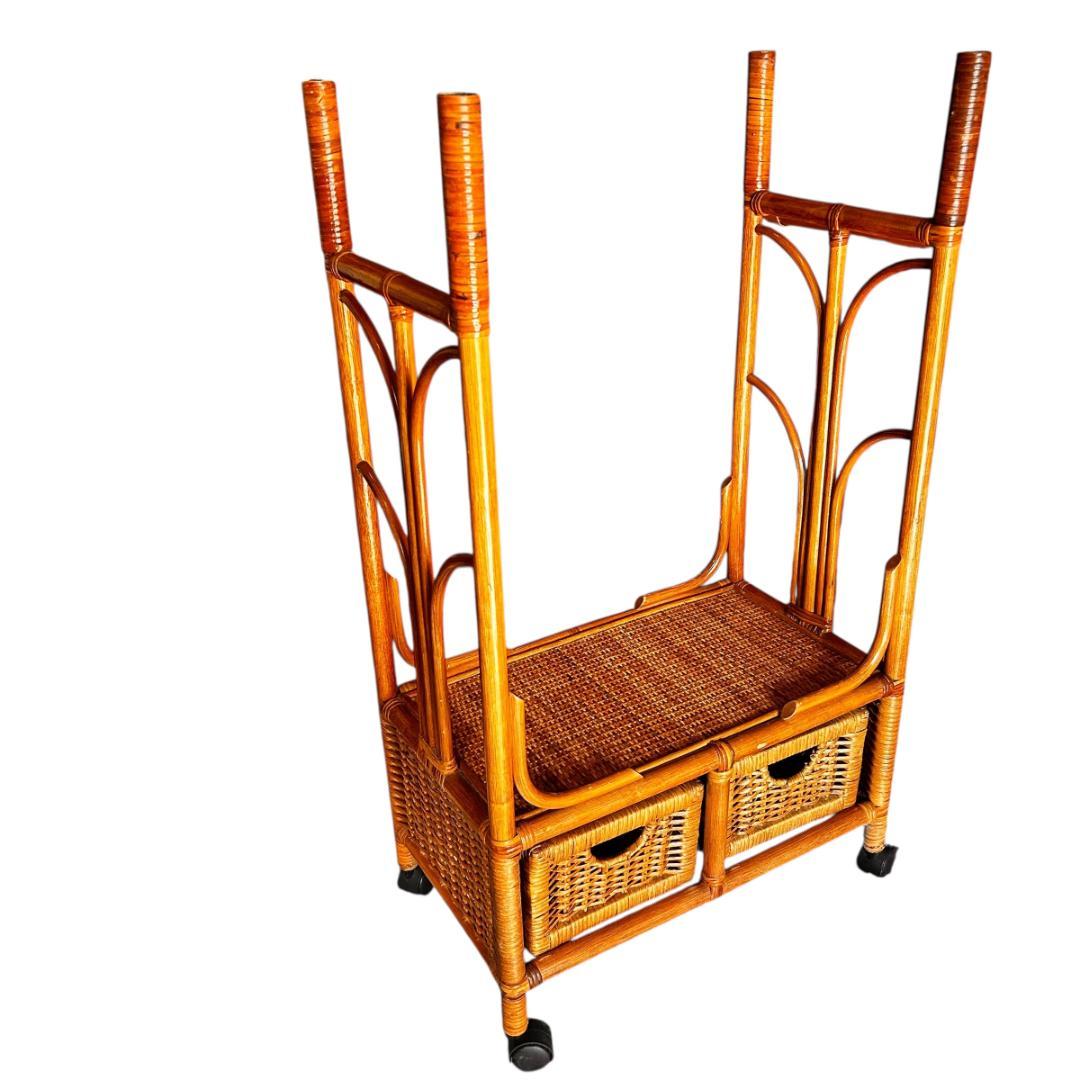 ラタン ポールハンガー キャスター付 コートハンガー 籐家具