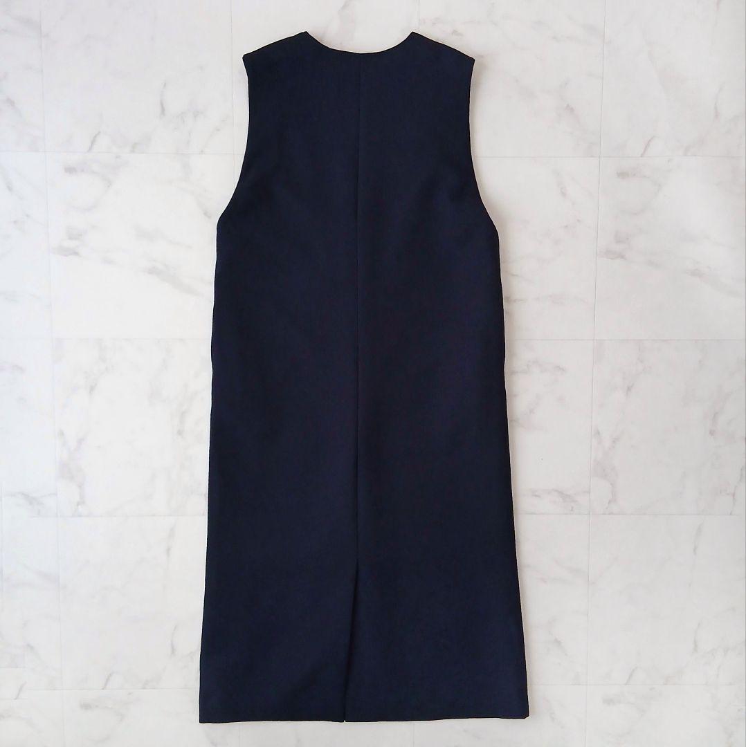 美品 アンタイトル 上質 スラッシュネック ジャンパースカート S ネイビー