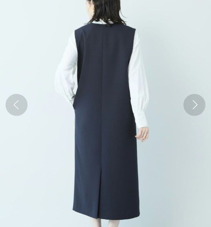 美品 アンタイトル 上質 スラッシュネック ジャンパースカート S ネイビー