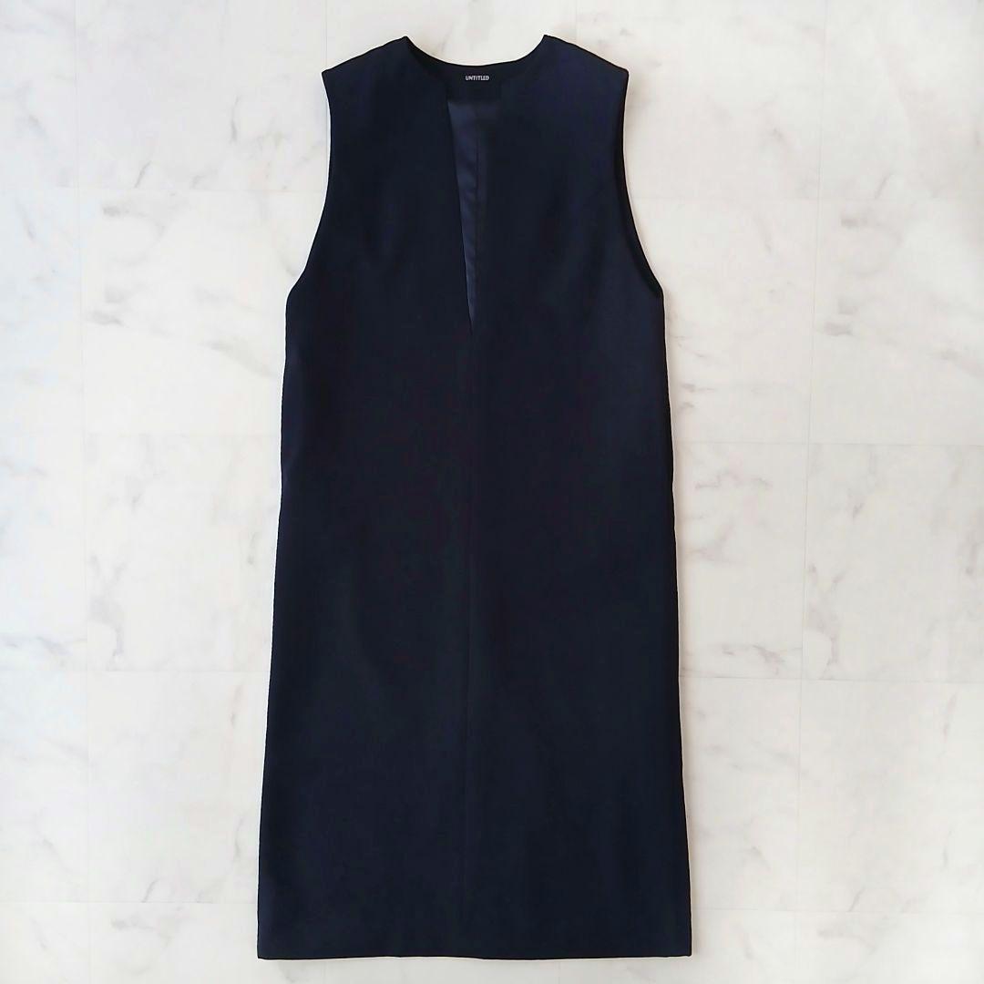 美品 アンタイトル 上質 スラッシュネック ジャンパースカート S ネイビー