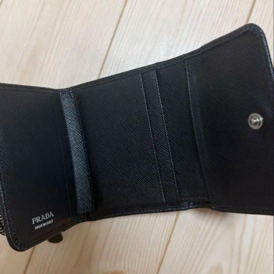 PRADA 1MH044 ブラック サフィアーノ コンパクトウォレット