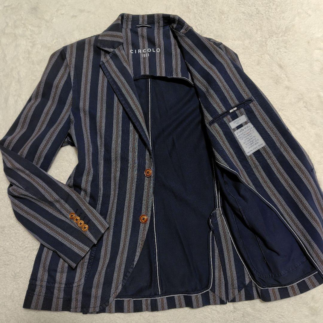 CIRCOLO1901 チルコロ ジャージージャケット グレー ストライプ 46