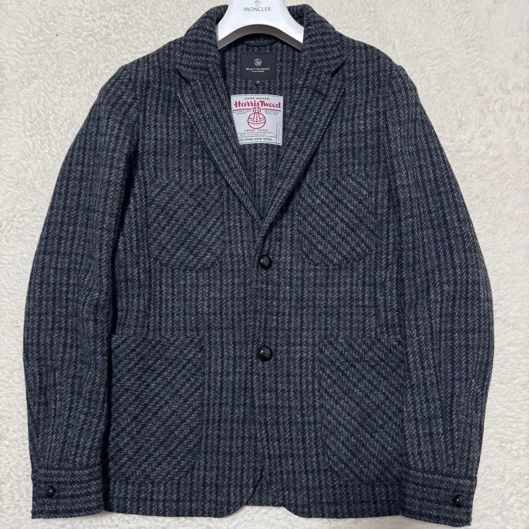 極美品！ユナイテッドアローズ×ハリスツイード ウール くるみボタン パイピング