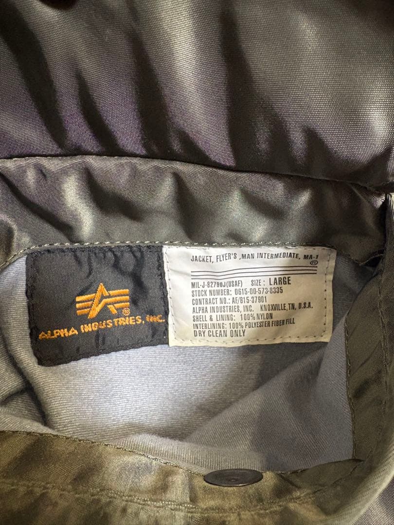 ALPHA MA-1 フライトジャケット ジャパンフィット　Lサイズ