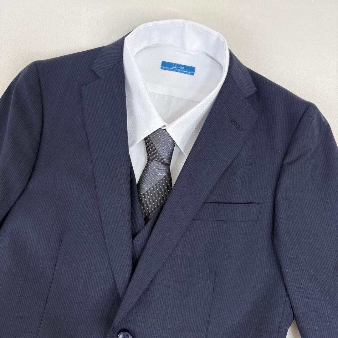 【極美品】レミュー メンズ セットアップ スリーピース スーツ ネイビー Y6