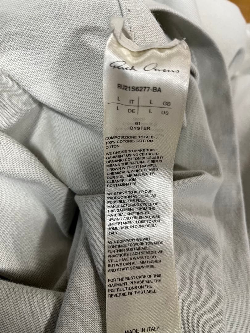 RICK OWENS SHORT CREWNECK LS T　OYSTER