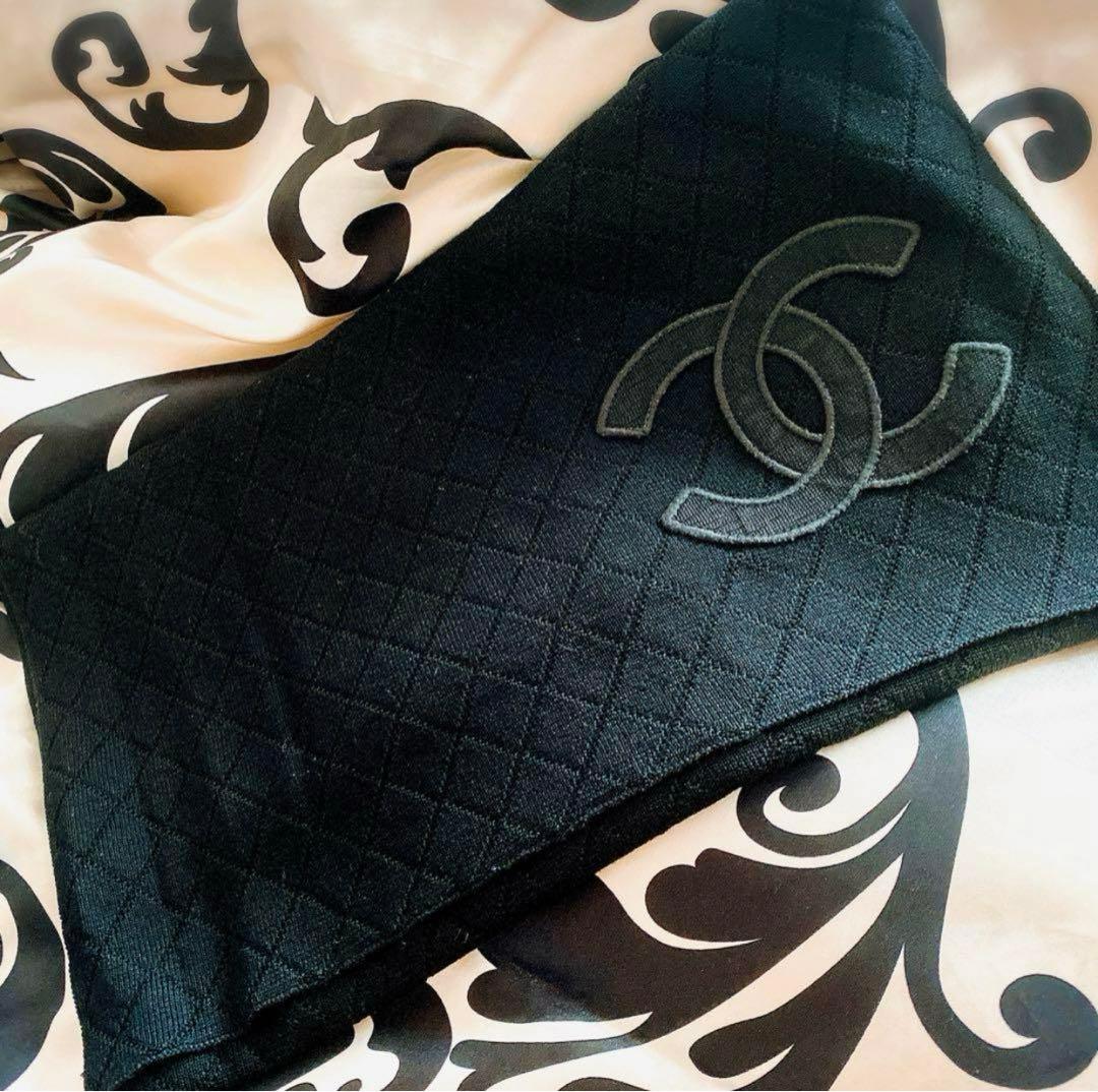 CHANEL マフラー　美品　未使用　黒　ブラック　マトラッセ　ストール　レア