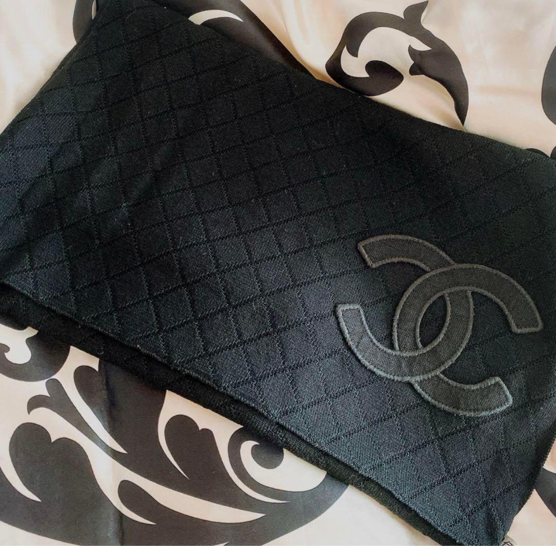 CHANEL マフラー　美品　未使用　黒　ブラック　マトラッセ　ストール　レア