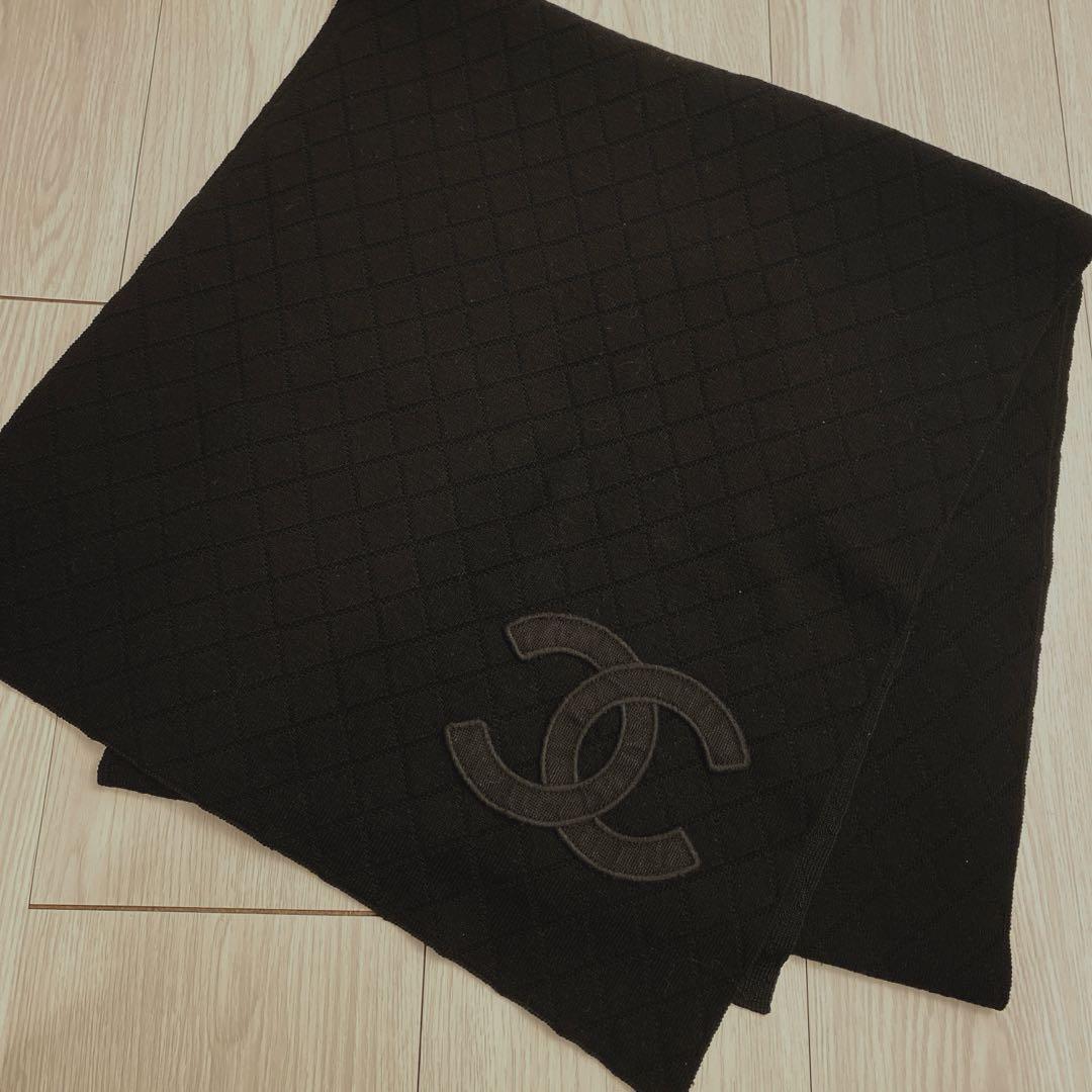 CHANEL マフラー　美品　未使用　黒　ブラック　マトラッセ　ストール　レア